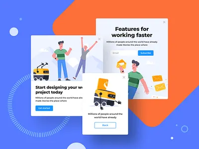 Stories Illustration Kit ai clean design illustration illustrator interface modern popups sketch svg ui ui kit ux vector web design widgets