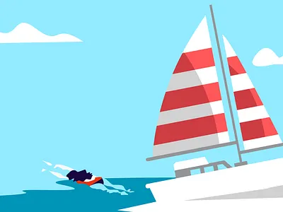 Boat illustration boat illustration cloud girl see ship sketch