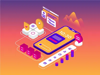 Tech Infrastructure branding design flat illustration layout ui vector