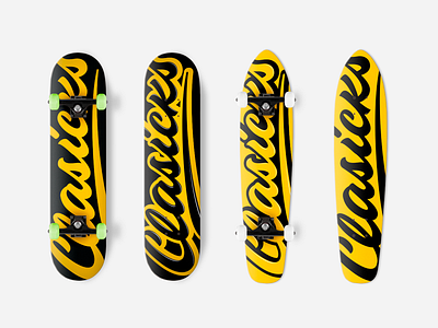 Clasicks - Skateboard Design branding calligraphy clothing design fashion font free hand lettering identity lettering logo logotype mark packaging script sketches streetwear type typo typography