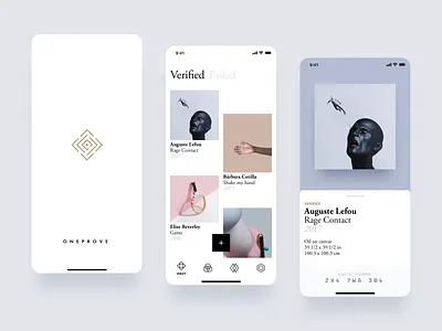 Oneprove iOS app art artwork brand filip slovacek gallery garamond ios minimal oneprove strv strvcom typography white