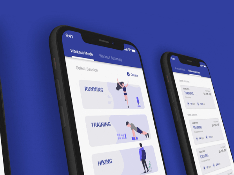 Pro-Fit blue design fitness app gym health smart tracks user experience userinterface