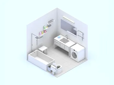 Smart Home Scene Toilet 3d design device dribbble home illustration invite sketch smart ui voxel