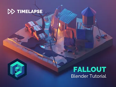 Fallout Tutorial 3d blender building design diorama fallout fanart illustration isometric low poly lowpoly lowpolyart model post apocalyptic render tutorial