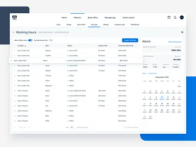 Untill - hospitality management platform - Reports back office data table desktop light ui management app point of sale product design report restaurant table table design ui ui ux web app web design