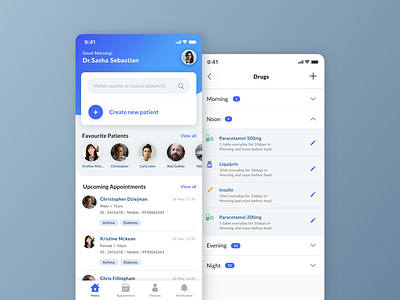 Patient management home screen app design doctor doctor app homepage hospital landing page medical mobile app ui ui ux ui ux design ux