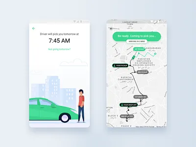 Navigation Details Screen android app app screen branding carpool design illustration interaction interface design maps minimal navigation pakistan prototype ride sharing ui ux
