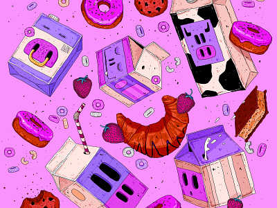 m i l k y adobe photoshop character design design digitalart food foodillustration illustration illustration art illustrationartists milk pink trippy wacom