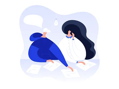 Team of Creators cartoon character create creative creativity cute design discussion girl guy idea illustration modern team teamwork ui vector