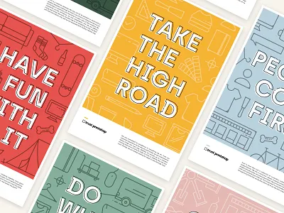 Core Value Posters branding company values core values design fort worth icons illustration illustrator posters rebrand trust trust printshop type typography