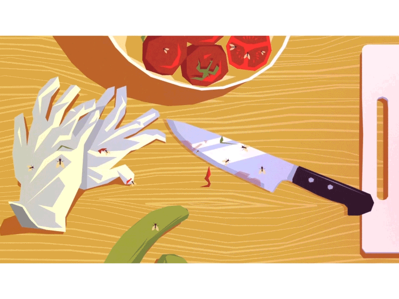 dirty kitchen 2d animation 3d adobe after effects adobe aftereffects after effect animation branding cut design gif hand hand rig illustration kitchen knife rigging