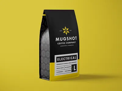 Mugshot Package Update branding coffee coffee packaging design electric energy icon letter lighting bolt logo mark minneapolis mn mug packaging symbol typography