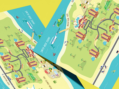Portofino Island Resort Property Map children design green illustrated maps illustration lettering map design quirky
