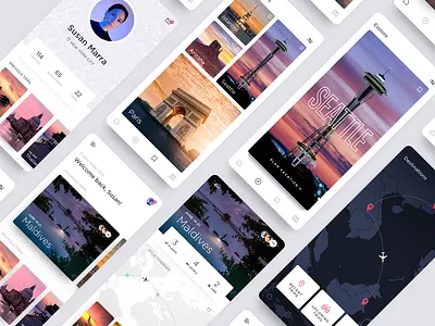 Daily UI 08 - Travel App Ui Grid app app ui kit branding clean daily ui design flat icons identity ios minimal mobile product design travel travel app type typography ui ui kit ux