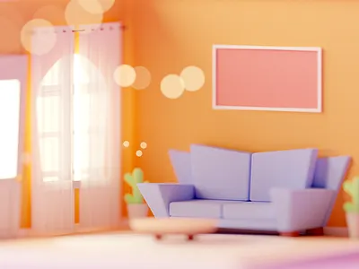 Living Room 3d c4d cartoon cinema 4d cinema4d design fantasy forest game game asset game building game design illustration isometric isometric room low poly lowpoly octane