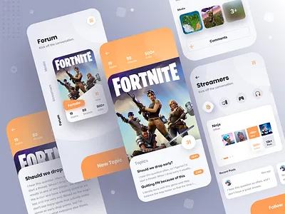 Video Game Forum App V2 app branding design fortnite forum message board mobile product design sketch ui ux videogames