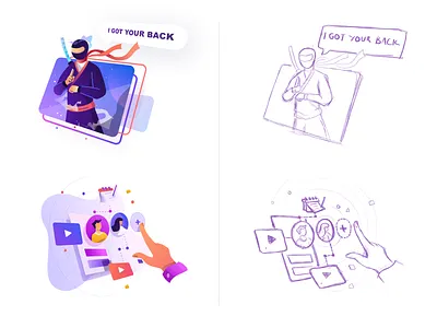 CampusReel Illustration campus character design hero icon illustration ninja ninjas profile sketch sketches ui user