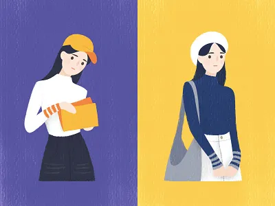 Girl By Misha drawing girl illustration portrait read a book spring vector violet yellow