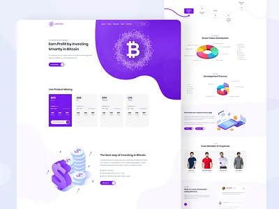 Cryptcoin - Bitcoin and Cryptocurrency Mining Website corporate agency illustration dribbble best shot google analytics statistics icon vector blockchain ios android interface landing page design minimal clean new trend popular trending graphics saas b2b wordpress shopify ui ux kit pricing web app typography website homepage blog