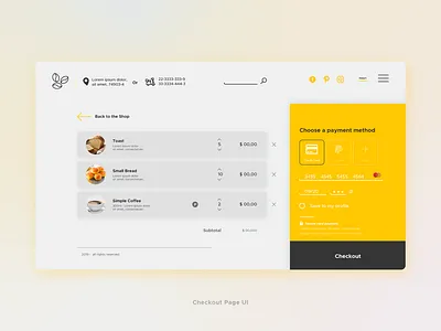 Coffee yellow - Checkout Page UI coffee daily ui design icon logo minimal type typography ui ux website yellow