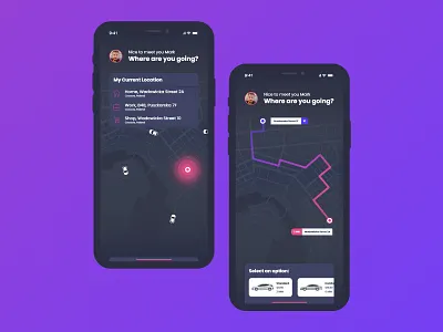 Concept Of Taxi App app booking clean ui clear concept drive gradient ios map navigate taxi taxi booking app ui