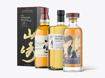 Whisky Mockup Pack - Japanese 3d beverage bottle branding brandy business design download graphic design illustration japanese label logo mock up mockup modeling packaging render whiskey whisky