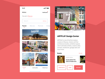 App of guide to interesting places in town app appdesign branding ui user experience user interface design userinterface ux