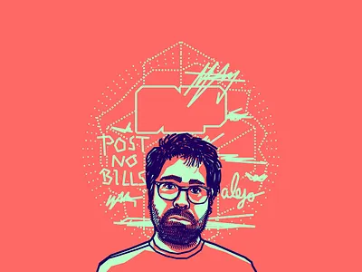 Alejandro Posada blue colombian designer friend illustration pink portrait vector