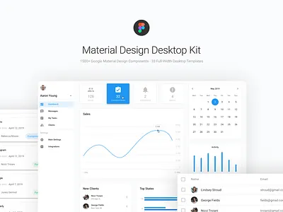 Material Design Dashboard UI Kit for Figma admin app clean dashboard design resource figma figma templates free freebies material material design material ui modern saas software design ui ui kit ui kits ux