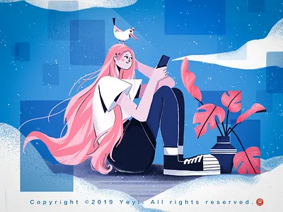 Life in the sky illustration illustration，flat