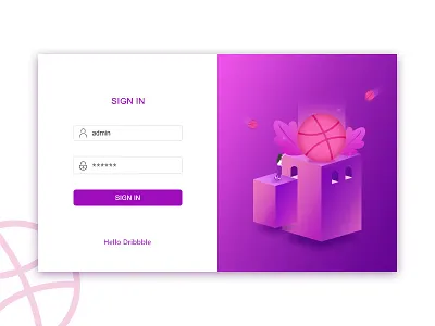 Hello Dribbble 2.5d create dribbble illustration login page ui web design