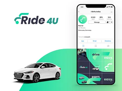 Branding design - Car rental branding car rental geometric gradient green instagram logo logotype logotype design social media