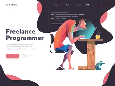 Landing page character design coffee designer flag design freelancer illustration illustrator landing design landing page landingpage programmer toy ui ui design uidesign uiillustration uiux user interface user interface design web graphic