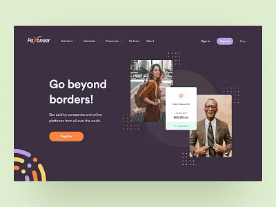 Payment solution budget currency finance investment landing page pay payment payoneer platform site transaction wallet web website