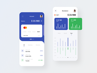 Bank Account App app bank bank card banking banking app chart dashboard finance interface mobile app mobile ui statistics ui ux