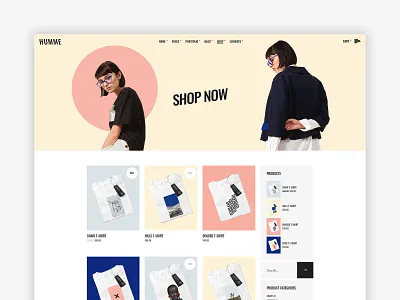 Humme Shop agency black blue clean colors creative design digital home homepage pink portfolio shop ui ux web web design wordpress yellow