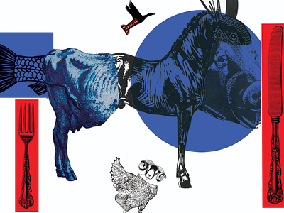 We are what we eat adobe animals artwork collage go vegan illustration photoshop