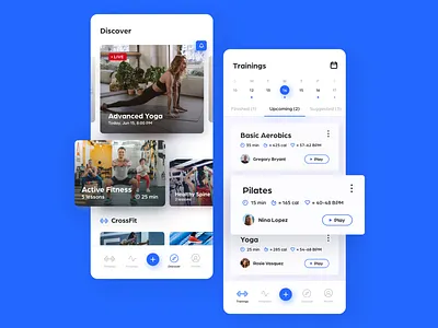 Activo App aerobic app calendar crossfit fitness health healthcare lessons pilates product sdh sport training ui ux yoga