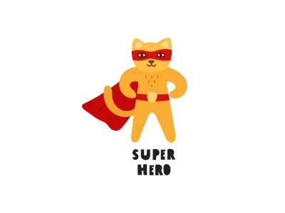 superhero cat design flat icon illustration logo logotype mark super hero superhero symbol