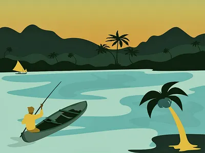 A wonderful evening boat longview coconuttree evening kerala seaview sunset