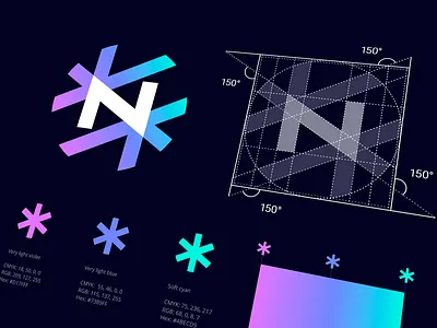GridFriday 7 | Notable Mark Construction app news brand design branding logo logos icon mark modern gradient study case n monogram brand grid