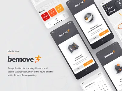 App for tracking move "BeMove" app app design color design ios ios app mobile mobile ui move run tracking ui