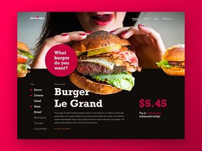 Burger Le Grand burger design design science layout minimal restaurant type typography ui ux web website