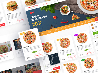 Cafe Abu Pizza - Pizza Delivery Website Design banner burger design ecommerce food food delivery foodie halal header hero interface landing menu page pizza shop ui ux web website