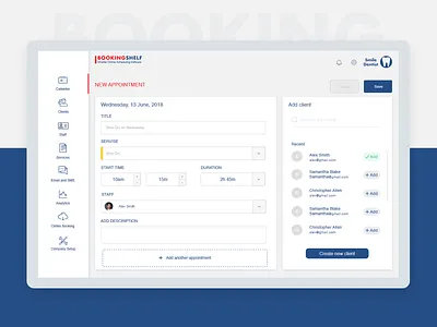 New Appointment add add new appointment booking calendar calendar design design desktop desktop app list new table ui ux web web app