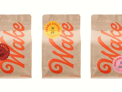 Wide A-Wake bag bag design branding coffee packaging script type