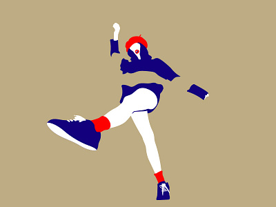 Happy blend blue clean dance girl happy illustration jump kick pablo martinez tarradell pamata red simple white woman