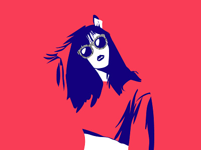 SunGlasses blue clean color flat girl illustration pablo martinez tarradell pamata pink salmon simple sunglasses woman