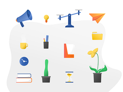 Office Icon Set adobe illustrator design gradient icon set illustration