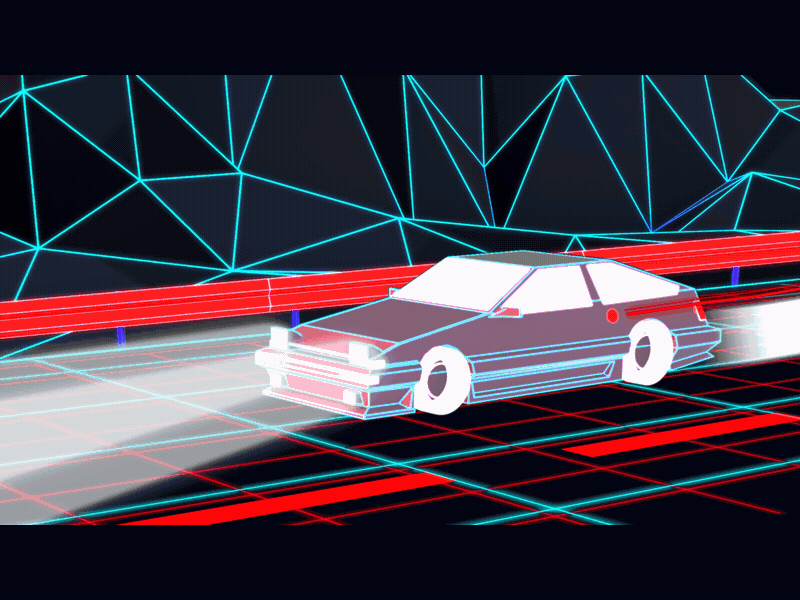 hachiroku 3d animation car retrowave